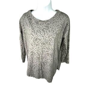 Fresh Produce Womens Gray Pattern Shirt Top Size S M  Oversized 3/4 Sleeve USA